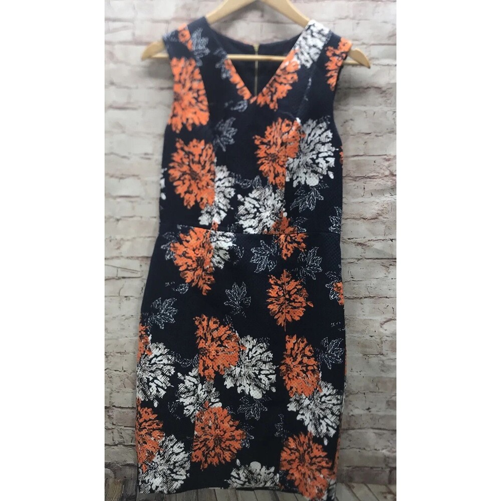 The Limited Womens Dress Size 2 Sleeveless V-Neck Blue Floral Orange Lined